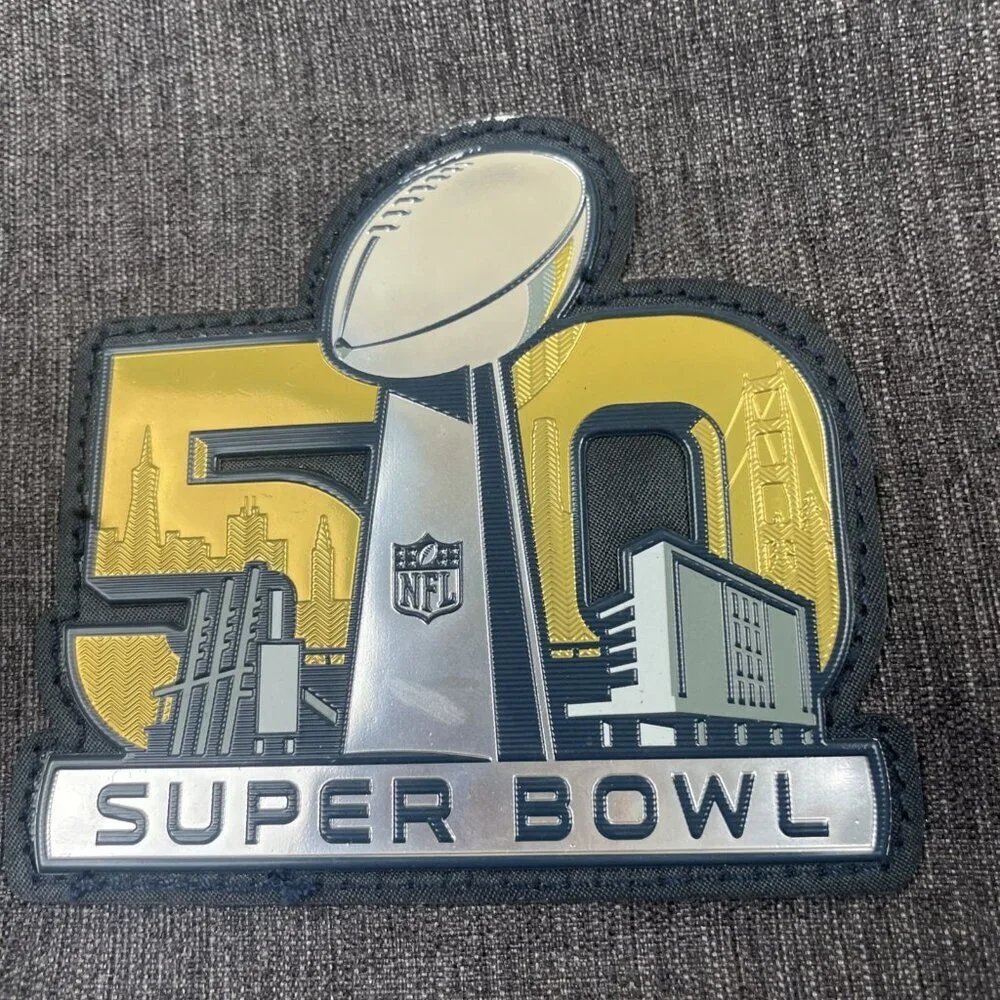 Super Bowl 50 Genuine Media Tote Bag Zip With Logo Patch Canvas Double Handle